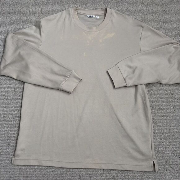 Uniqlo Japan Cream Long Sleeve Crewneck Athletic Shirt Sports Men Sz XL airism - Picture 1 of 6